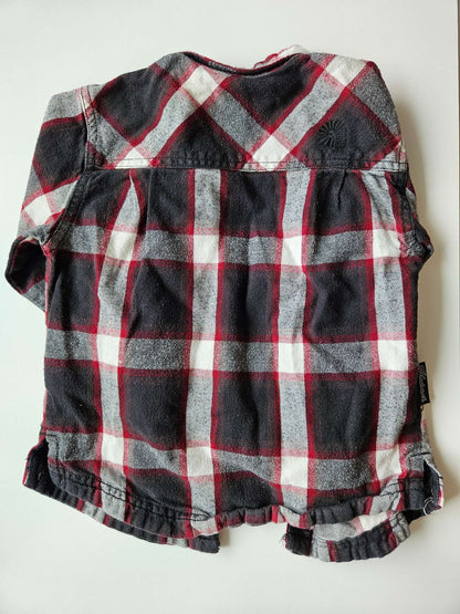 Red and black checkered button up long sleeve , Kids 3T