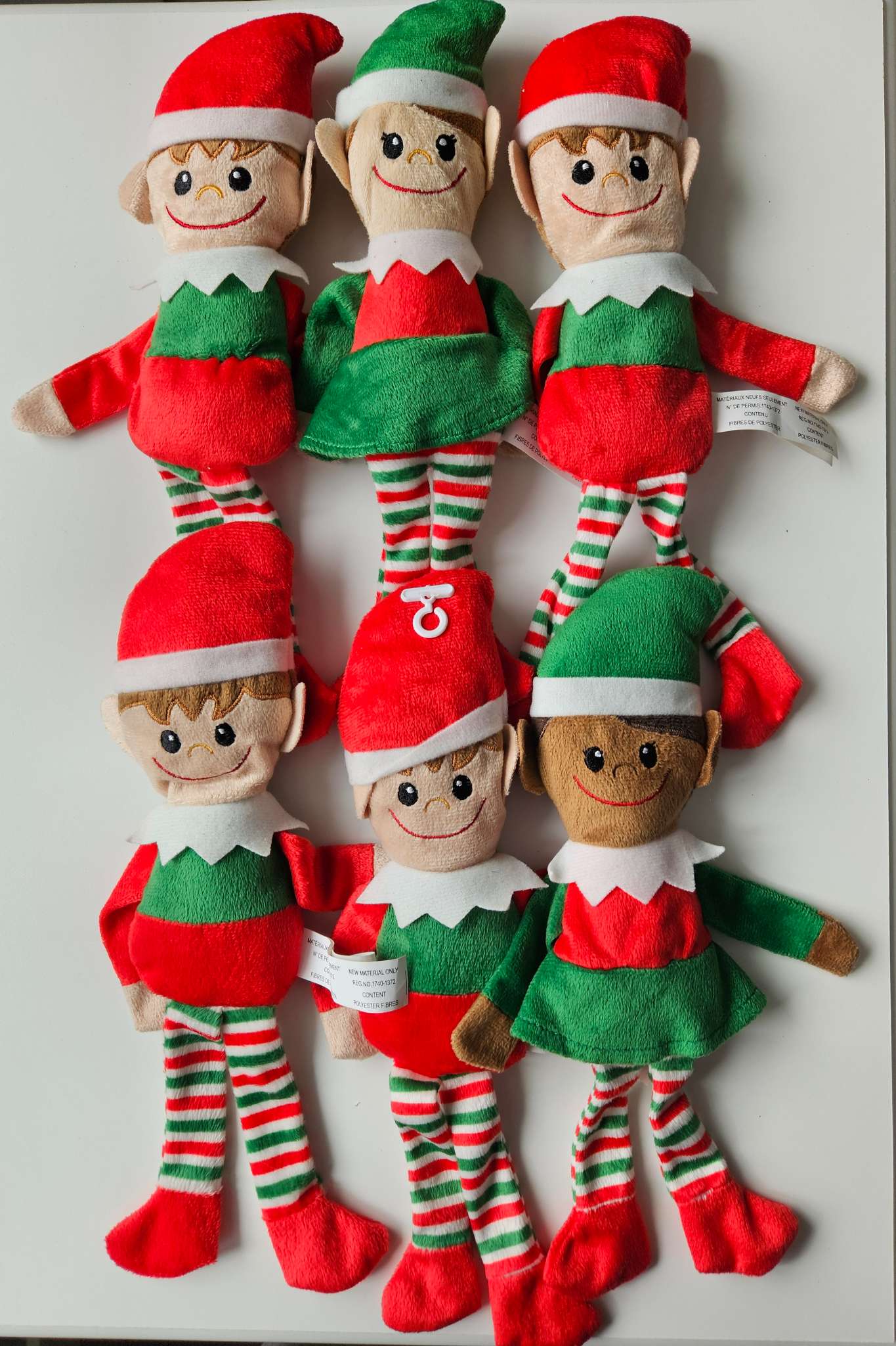 Set of 6 plush elves