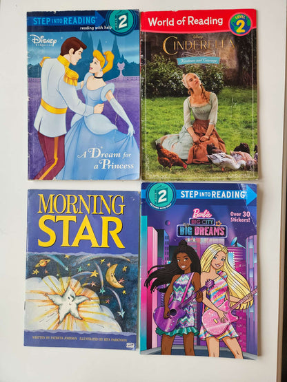 Learn to read level 2 books (A dream for a princess, Cinderella, Morning Star, Barbie big city big dreams)