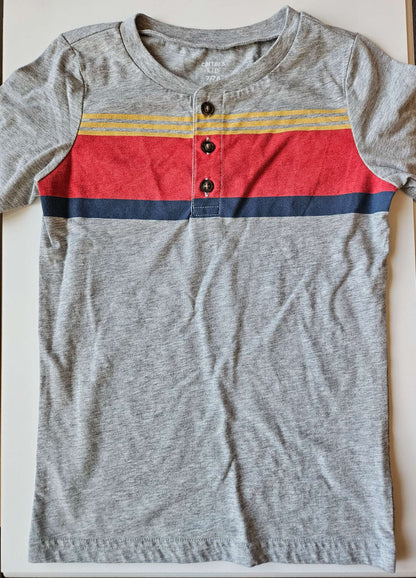 Carters grey striped button t-shirt, Kids 7