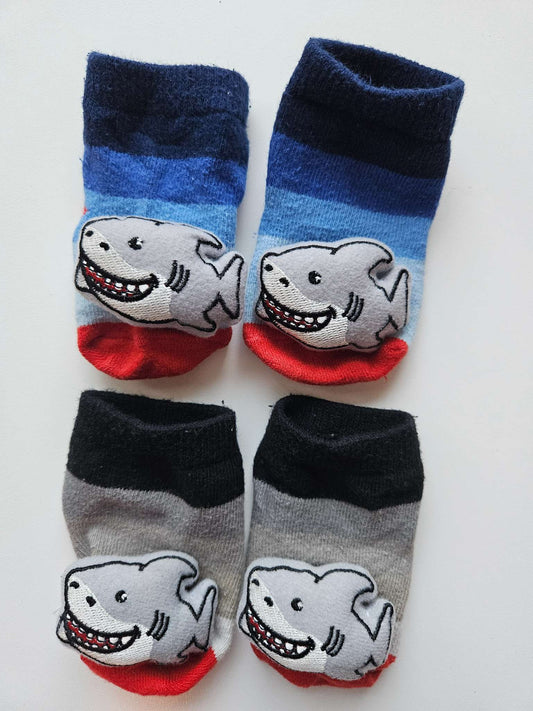 2 pairs of Waddle shark rattle socks MSRP $29.99