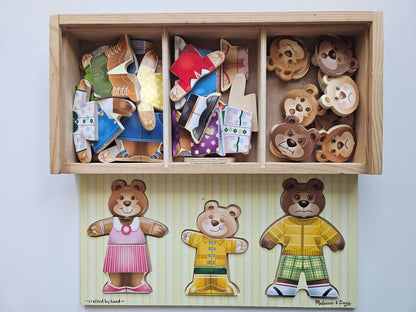 Melissa and Doug wooden bear family dress up puzzle