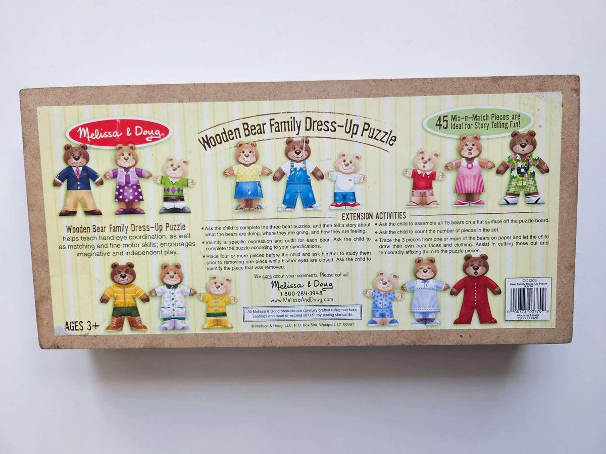Melissa and Doug wooden bear family dress up puzzle