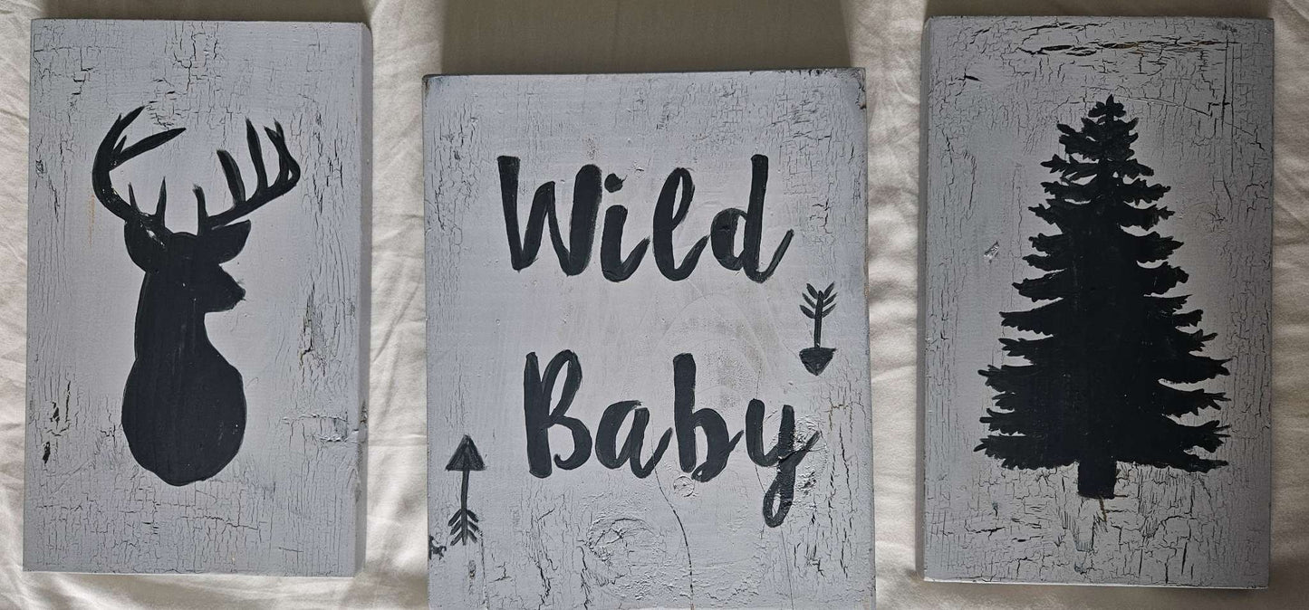 Wild Baby 3 wooden picture set