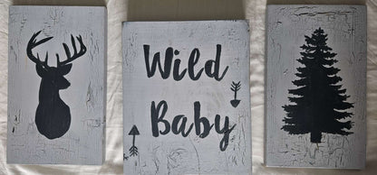 Wild Baby 3 wooden picture set