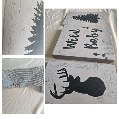 Wild Baby 3 wooden picture set