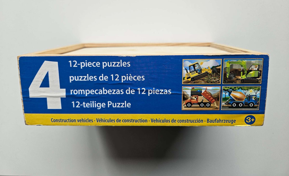 Melissa and doug wooden 4- 12 piece construction puzzle set