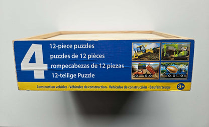 Melissa and doug wooden 4- 12 piece construction puzzle set