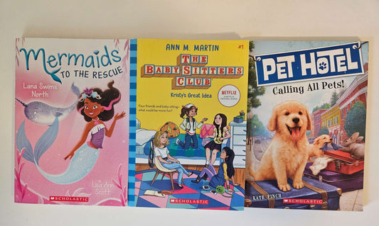 Set of 3 girls chapter books (Mermaids, babysitters club, pet)