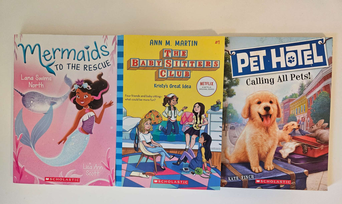 Set of 3 girls chapter books (Mermaids, babysitters club, pet)