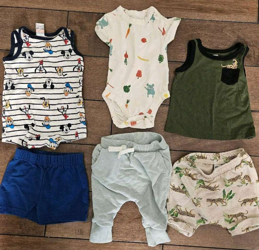 3-6 month 6 piece set (safari, Disney, vegetables), Kids 6 Month (3-6M)