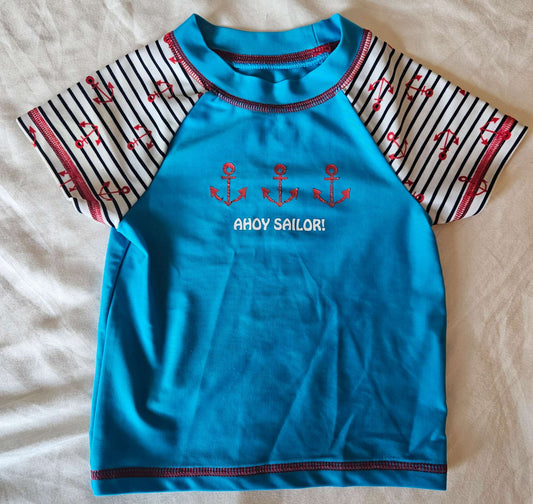18-24 month Ahoy sailor blue rashguard, Kids 24 Month (18-24M)