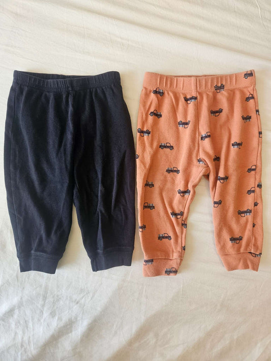 2 pairs of sweatpants size 12 months (bundles black and pekkle orange truck), Kids 12 Month (9-12M)
