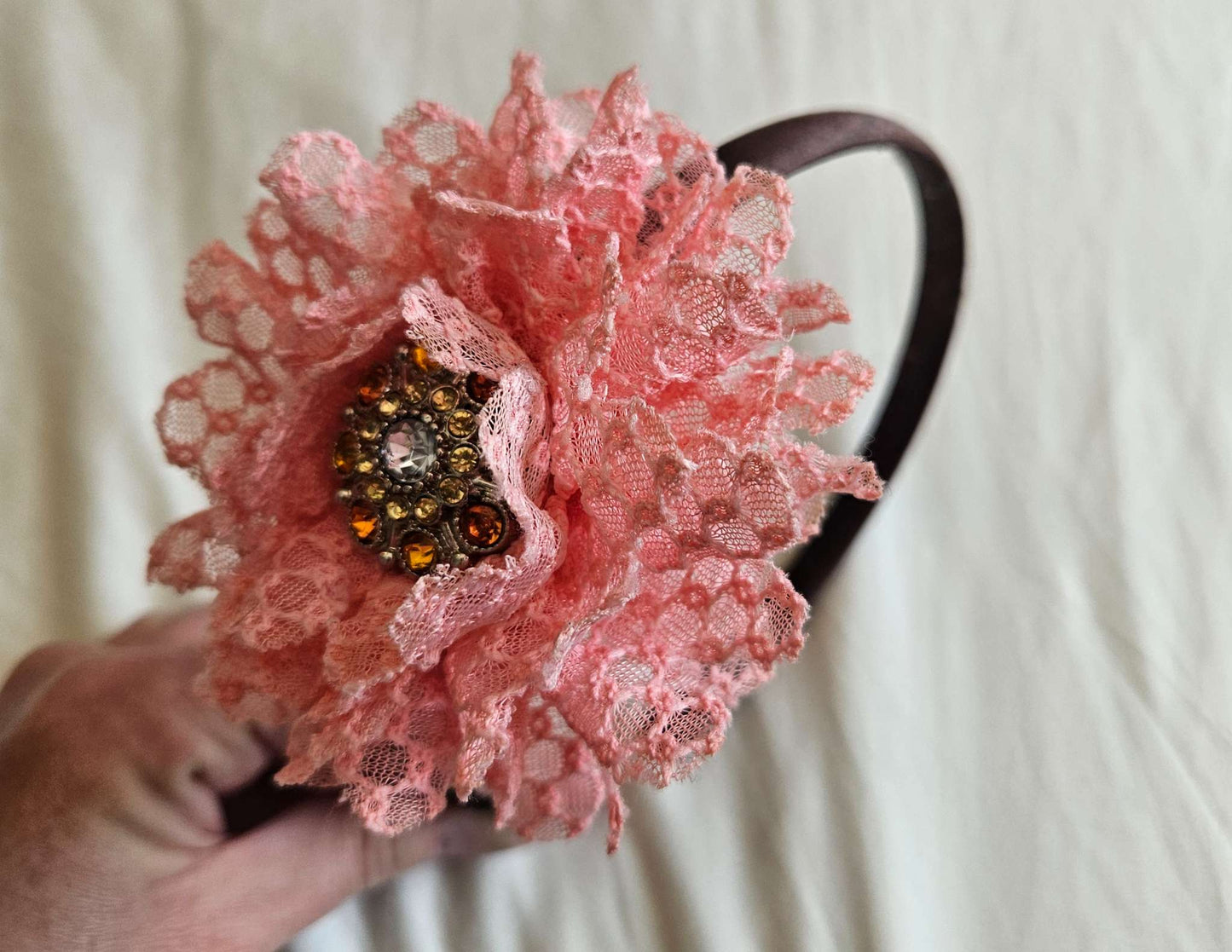 Pink floral headband