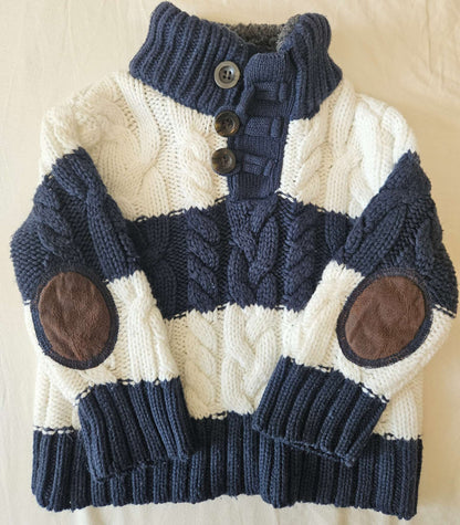 Joe Fresh 1 year blue and white stripped knit sweater , Kids 12 Month (9-12M)