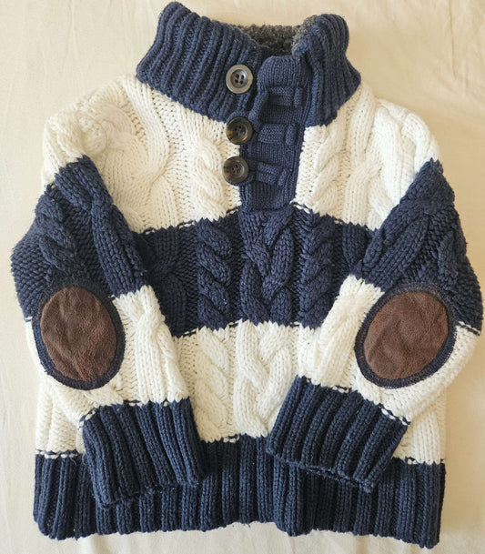 Joe Fresh 1 year blue and white stripped knit sweater , Kids 12 Month (9-12M)