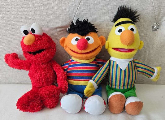 Set of 3 Sesame Street teddies/stuffed animals (Elmo, Burt and Ernie)