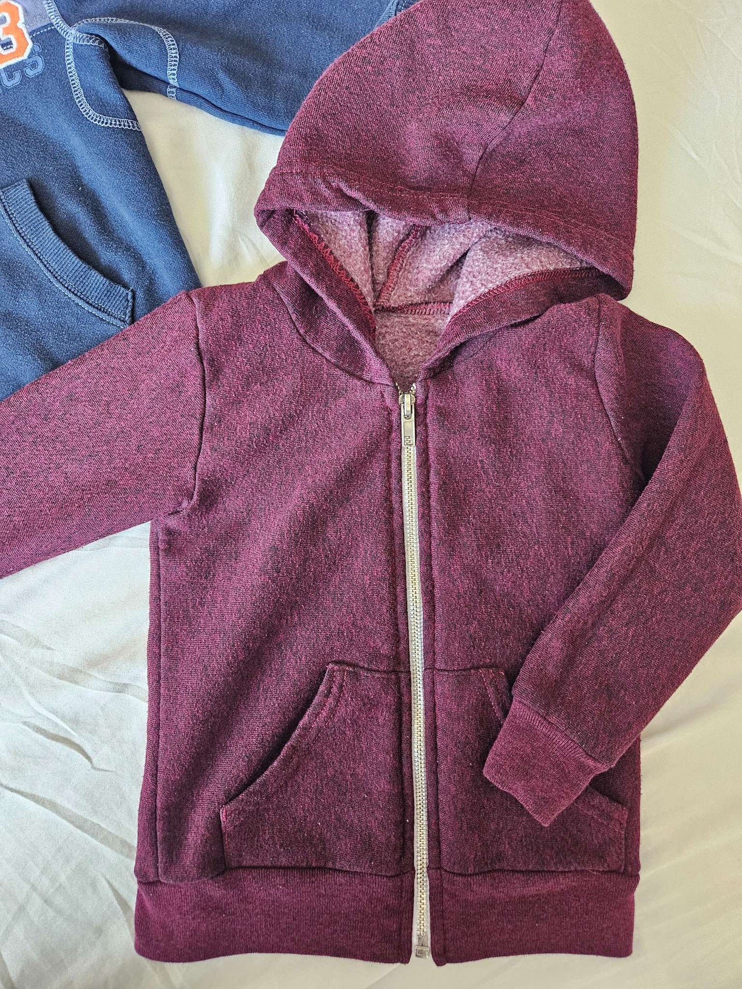 Set of 2 size 2T hoodies (blue Roots, burgundy zip up), Kids 2T