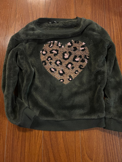 Girl’s Heart Fleece Sweater, Kids 6/6X