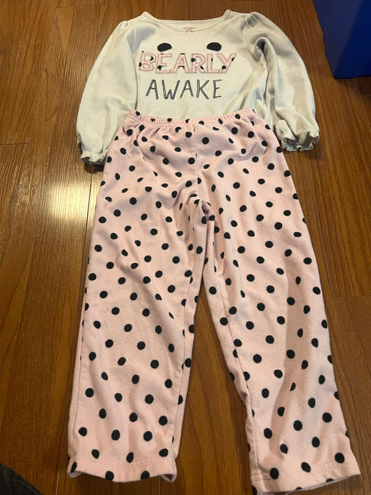 Girl’s Polka Dot Fleece Pj’s Set, Kids 5/5T