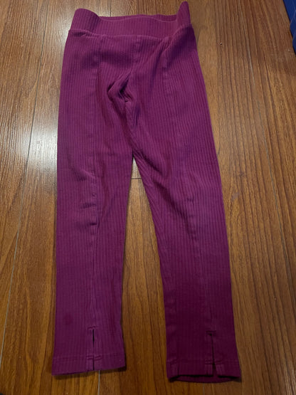 Girl’s Purple Ribbed Leggings, Kids 6/6X