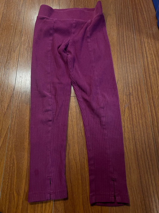 Girl’s Purple Ribbed Leggings, Kids 6/6X