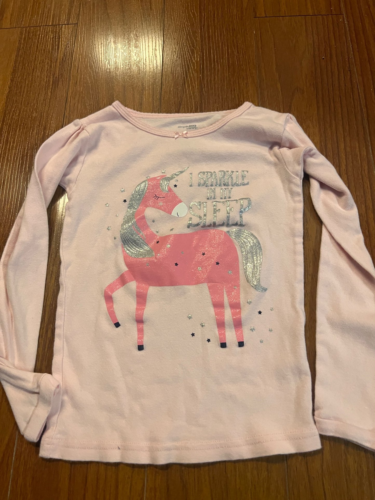 Girl’s Unicorn Pj Long Sleeve Shirt, Kids 6/6X