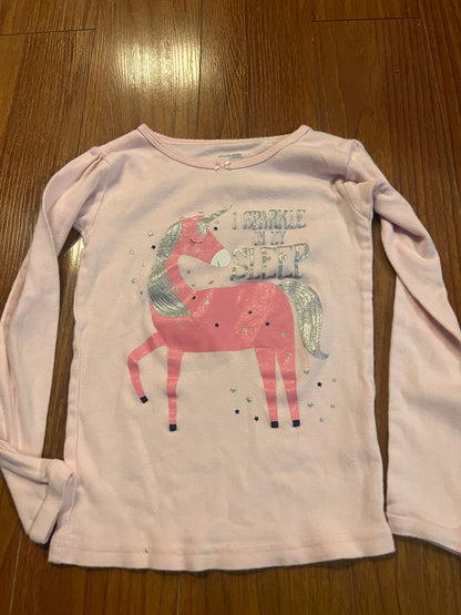 Girl’s Unicorn Pj Long Sleeve Shirt, Kids 6/6X