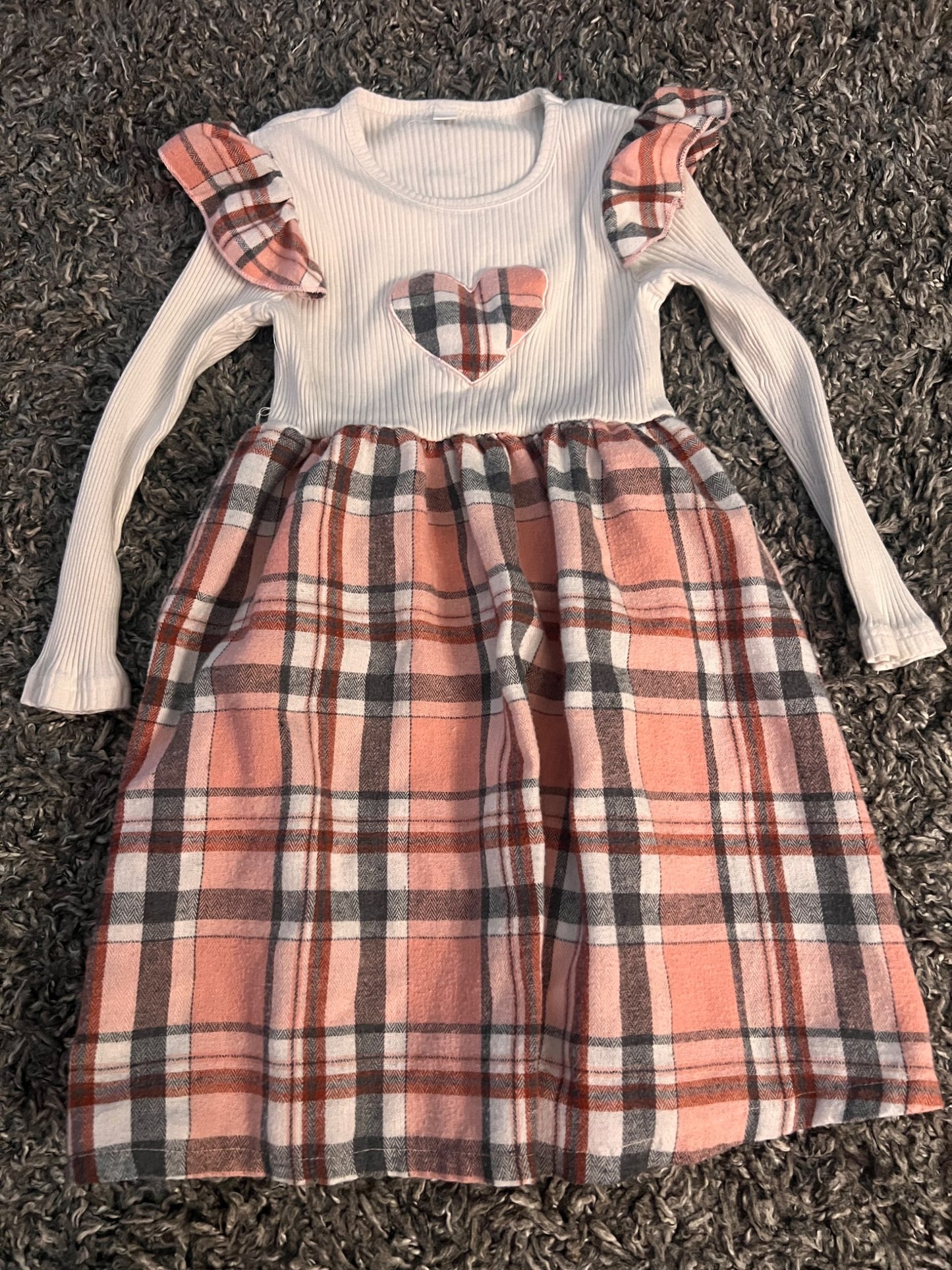 Girl’s Plaid Long Sleeved Dress, Kids 5/5T