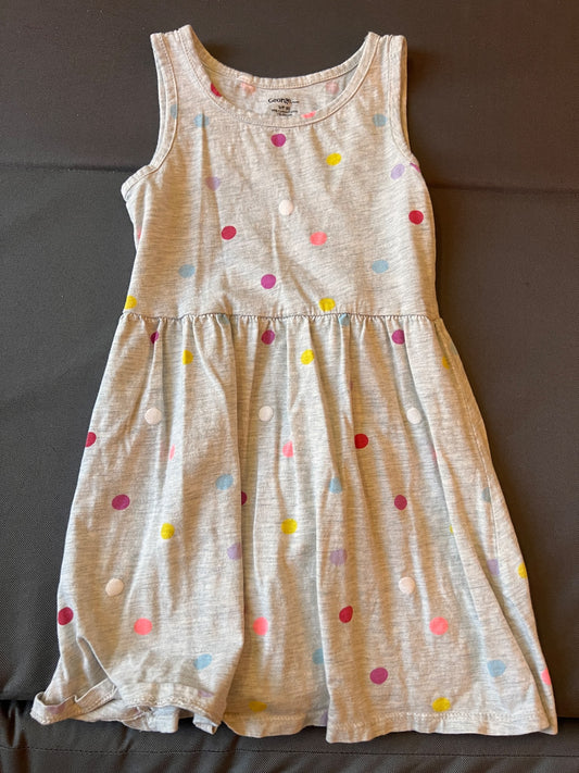 Girl’s Light Grey/Hearts Dress, Kids 6/6X