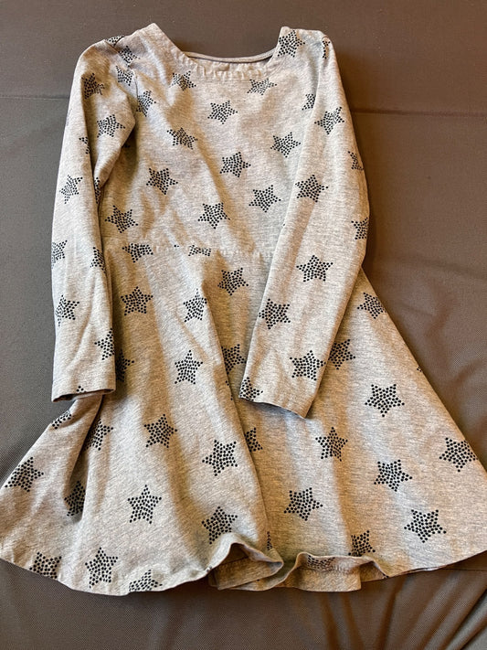 Girl’s Grey Star Long Sleeved Dress, Kids 6/6X