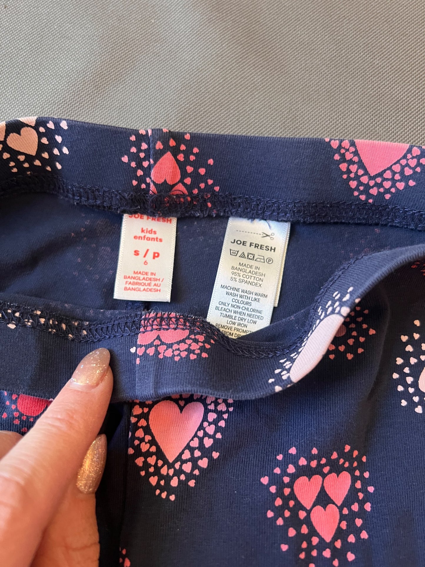 Girl’s Heart Leggings , Kids 6/6X