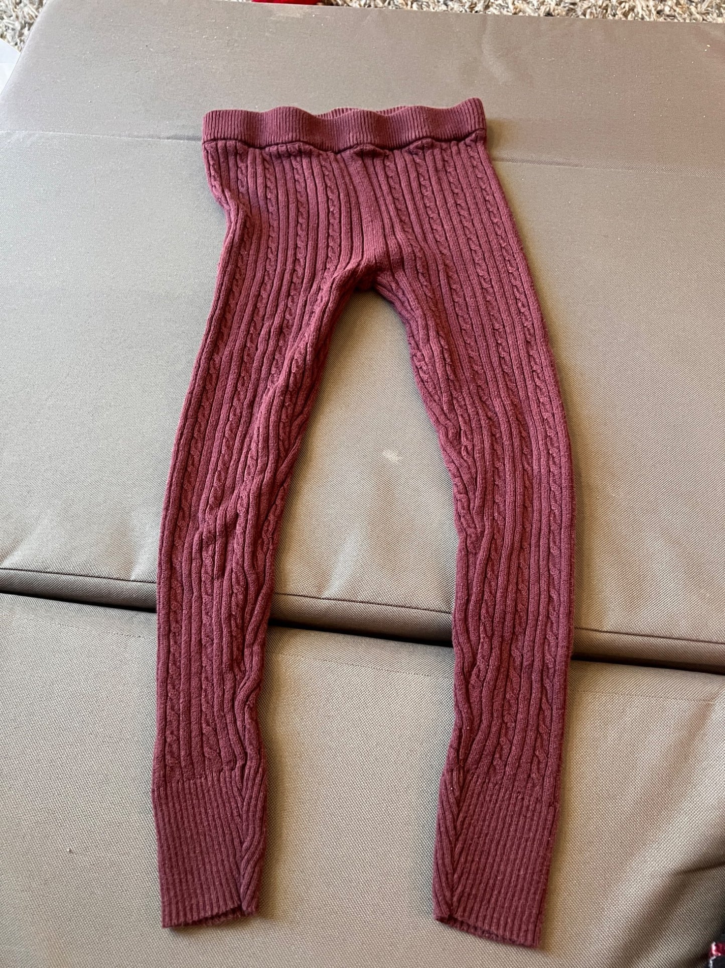 Girl’s Ribbed Deep Purple Leggings, Kids 6/6X