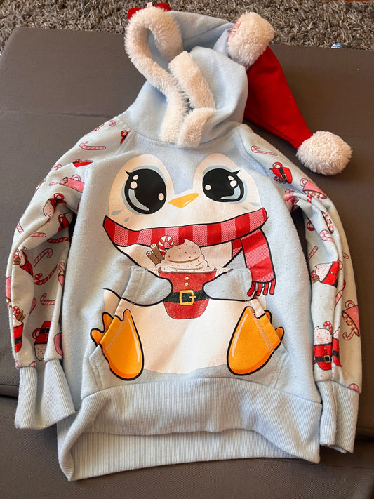 Girl’s Penguin Christmas Hoodie, Kids 6/6X