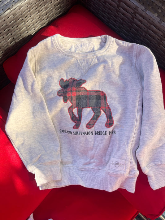 Kids Plaid Moose Sweater, Kids 6/6X