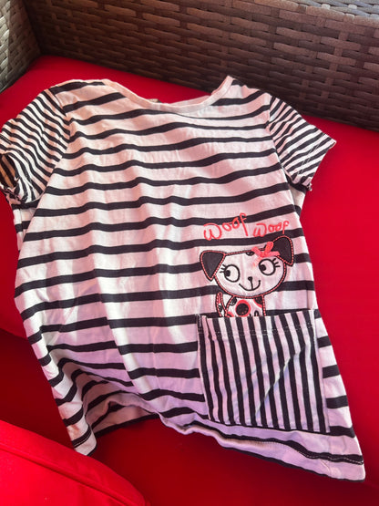Girl’s Striped Puppy T-Shirt, Kids 5/5T