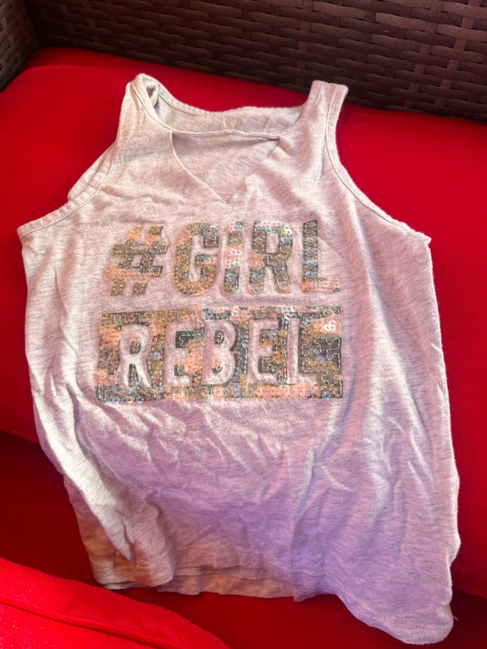 Girl’s #Girl Rebel Tank Top, Kids 5/5T
