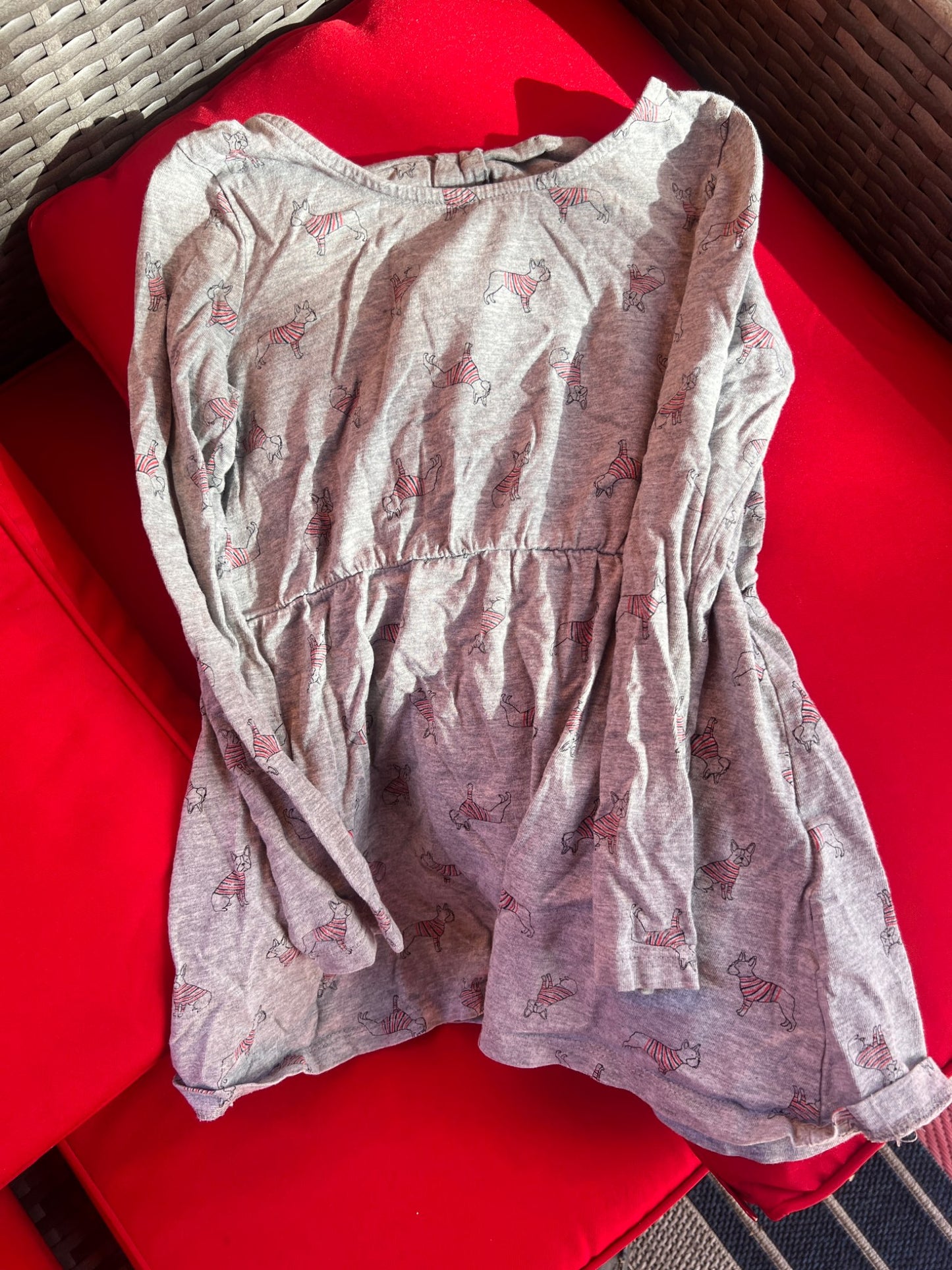 Girl’s Long Sleeved Dog Dress, Kids 6/6X