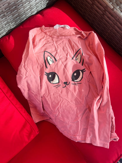 Girl’s Mixed Bundle Grey/Pink Cat Long Sleeves, Kids 5/5T