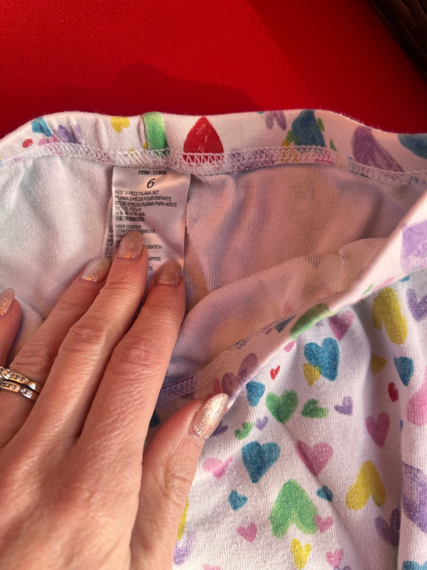 Girl’s Heart Pajama Bottoms , Kids 6/6X