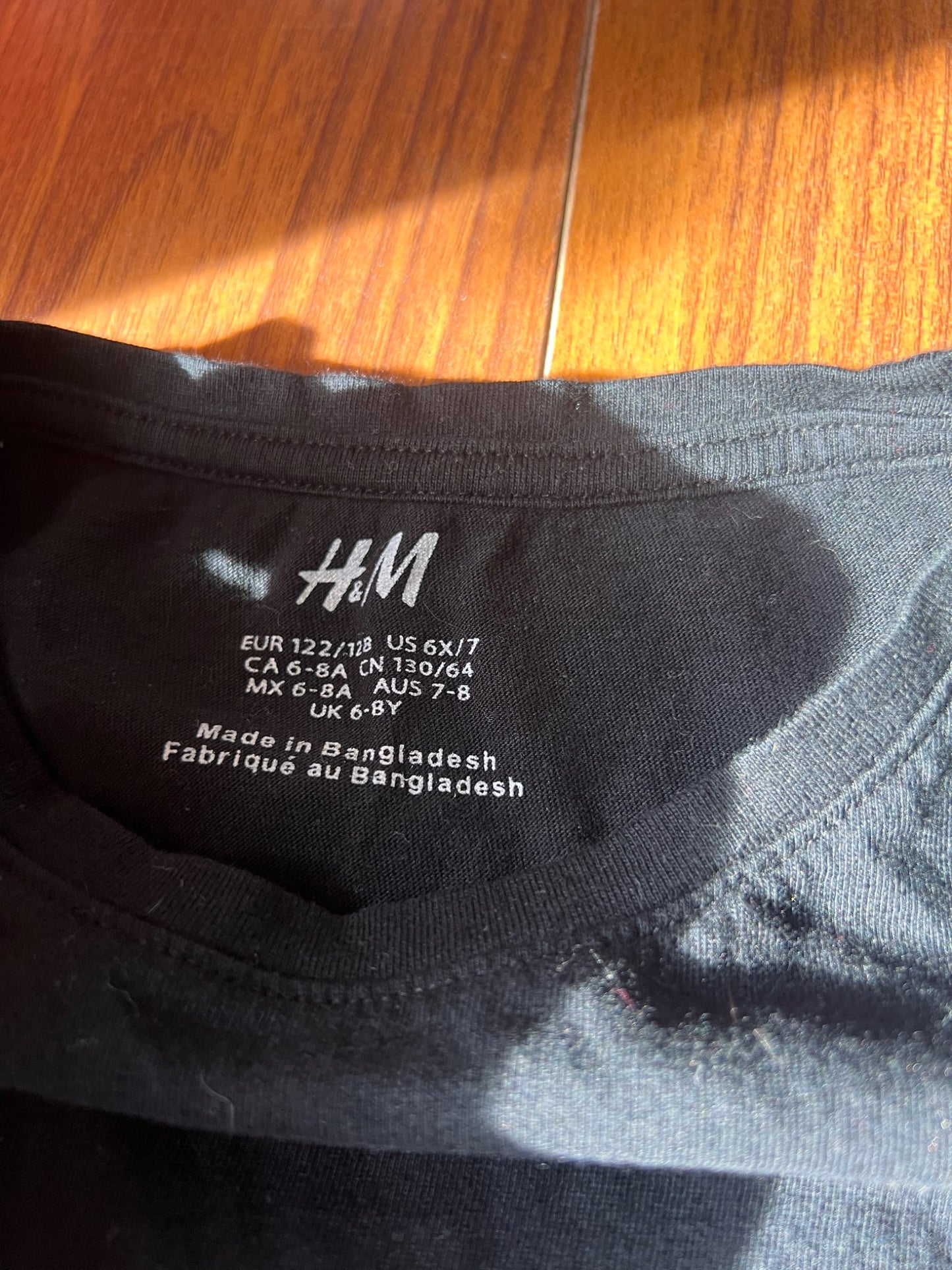 Girl’s Black T-Shirt, Kids 6/6X