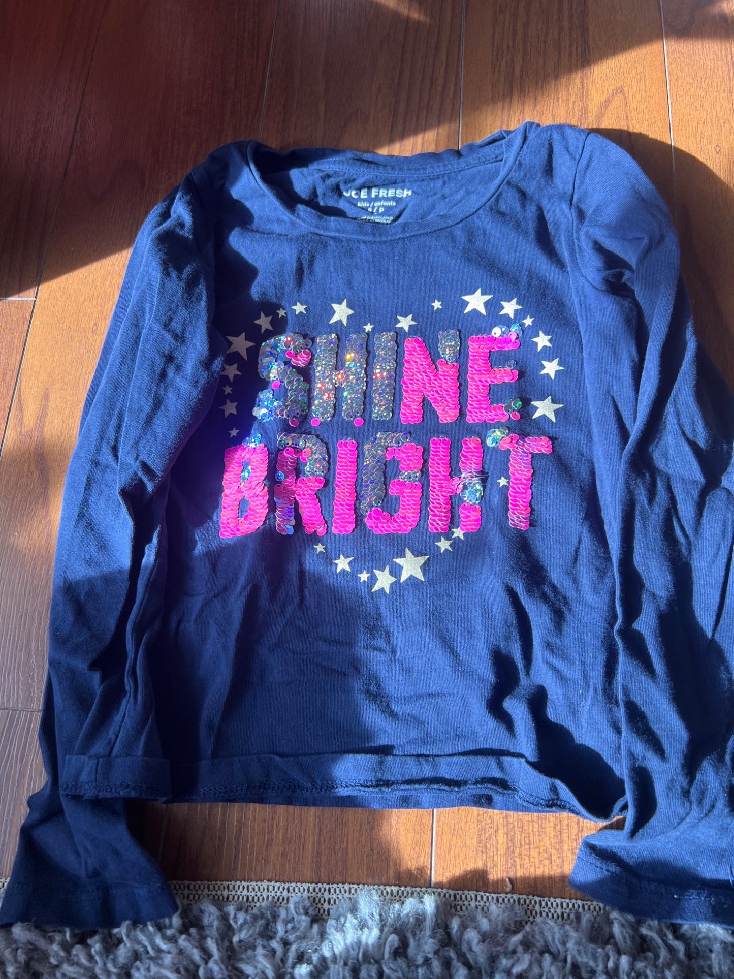 Girl’s Shine Bright Long Sleeved Shirt, Kids 6/6X