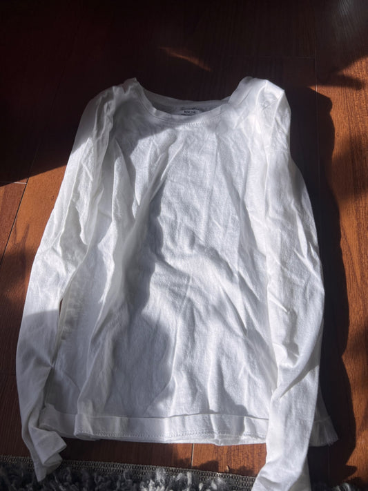 Girl’s White Long Sleeved Shirt, Kids 7