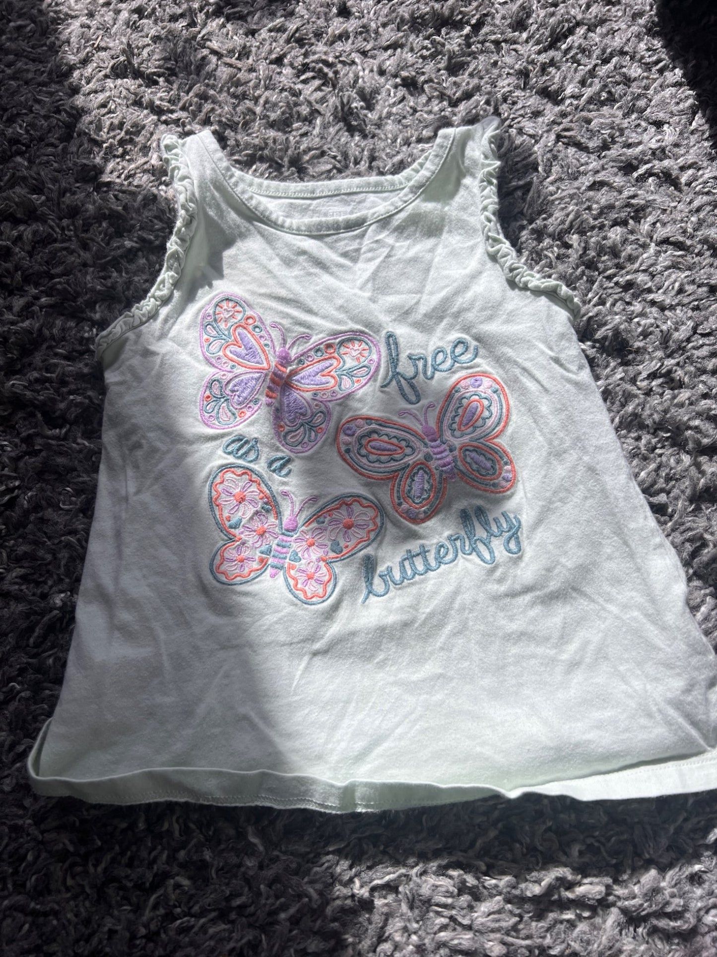 Girl’s Green Tank Top with Butterflies, Kids 5/5T