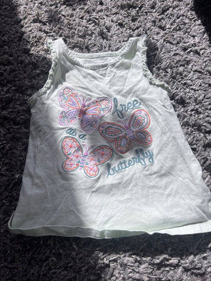 Girl’s Green Tank Top with Butterflies, Kids 5/5T