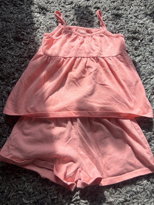 Girl’s Matching Shorts/Tank Top Light Orange/Pink, Kids 5/5T
