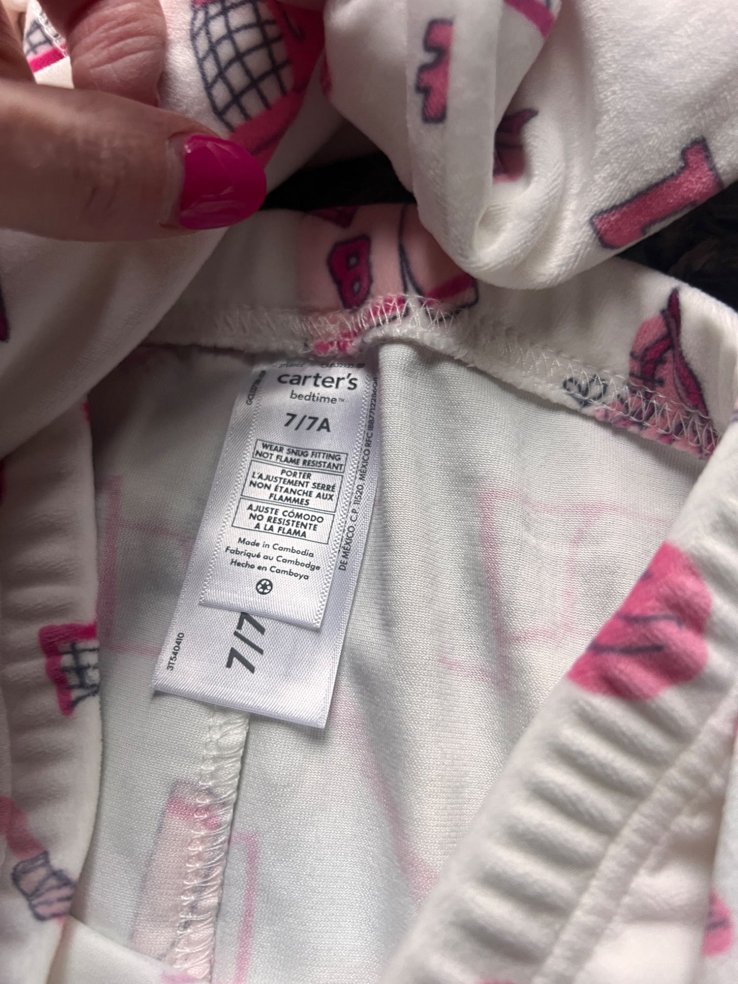 Girl’s Carter’s Hockey Pajamas Set, Kids 7