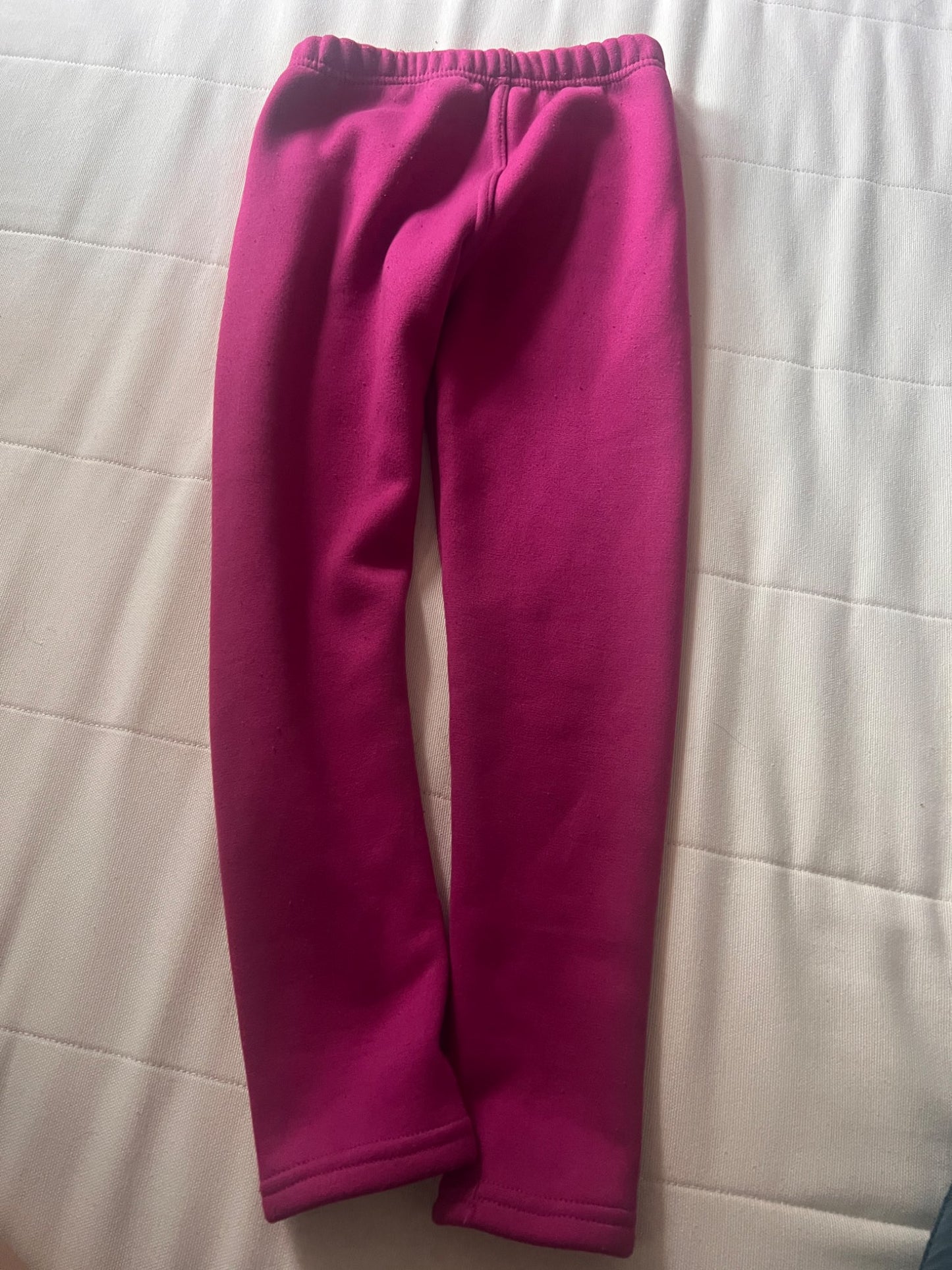 Girl’s Pink/Purple Fleece Lined Leggings , Kids 7