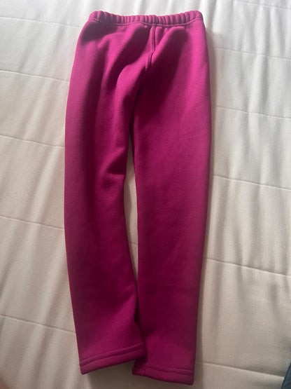 Girl’s Pink/Purple Fleece Lined Leggings , Kids 7