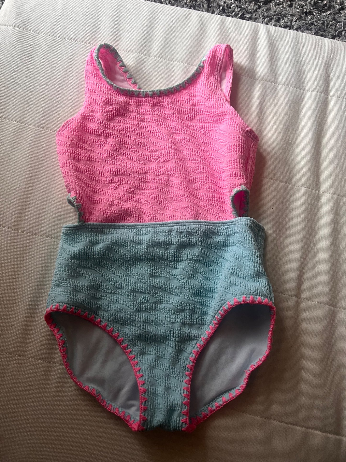 Girl’s Pink/Blue Swimsuit , Kids 7